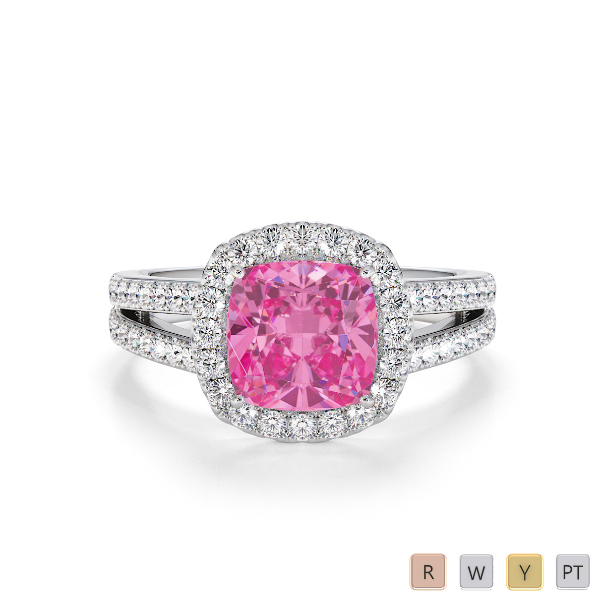 Pink Sapphire and Diamond Engagement Ring 0793