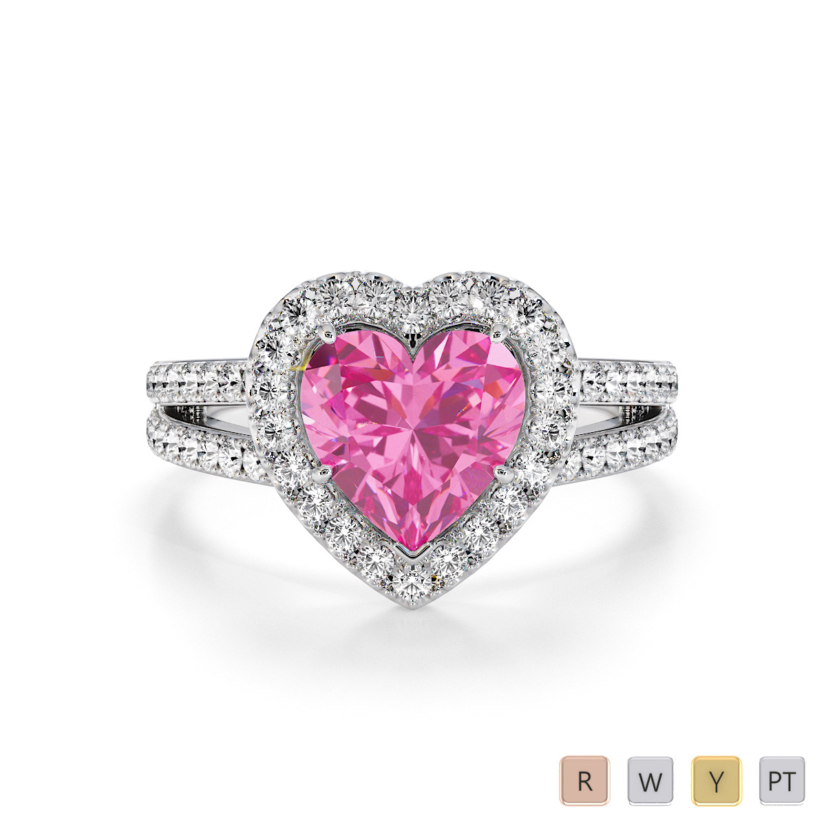 Heart Shape Pink Sapphire and Diamond Engagement Ring 0795