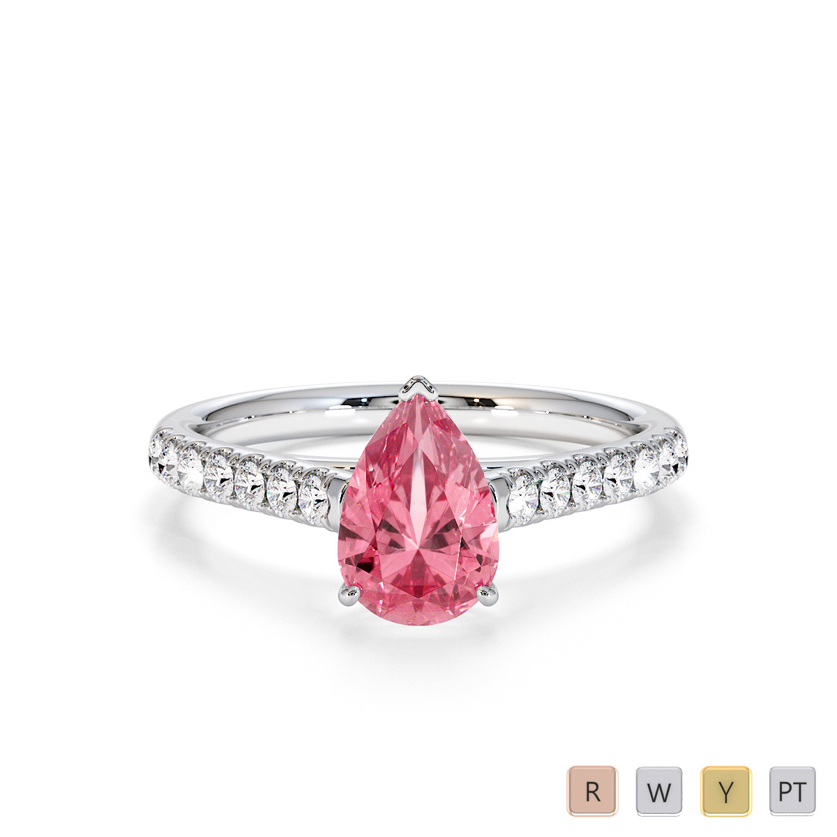 Pear Cut Pink Tourmaline and Diamond Engagement Ring 0763