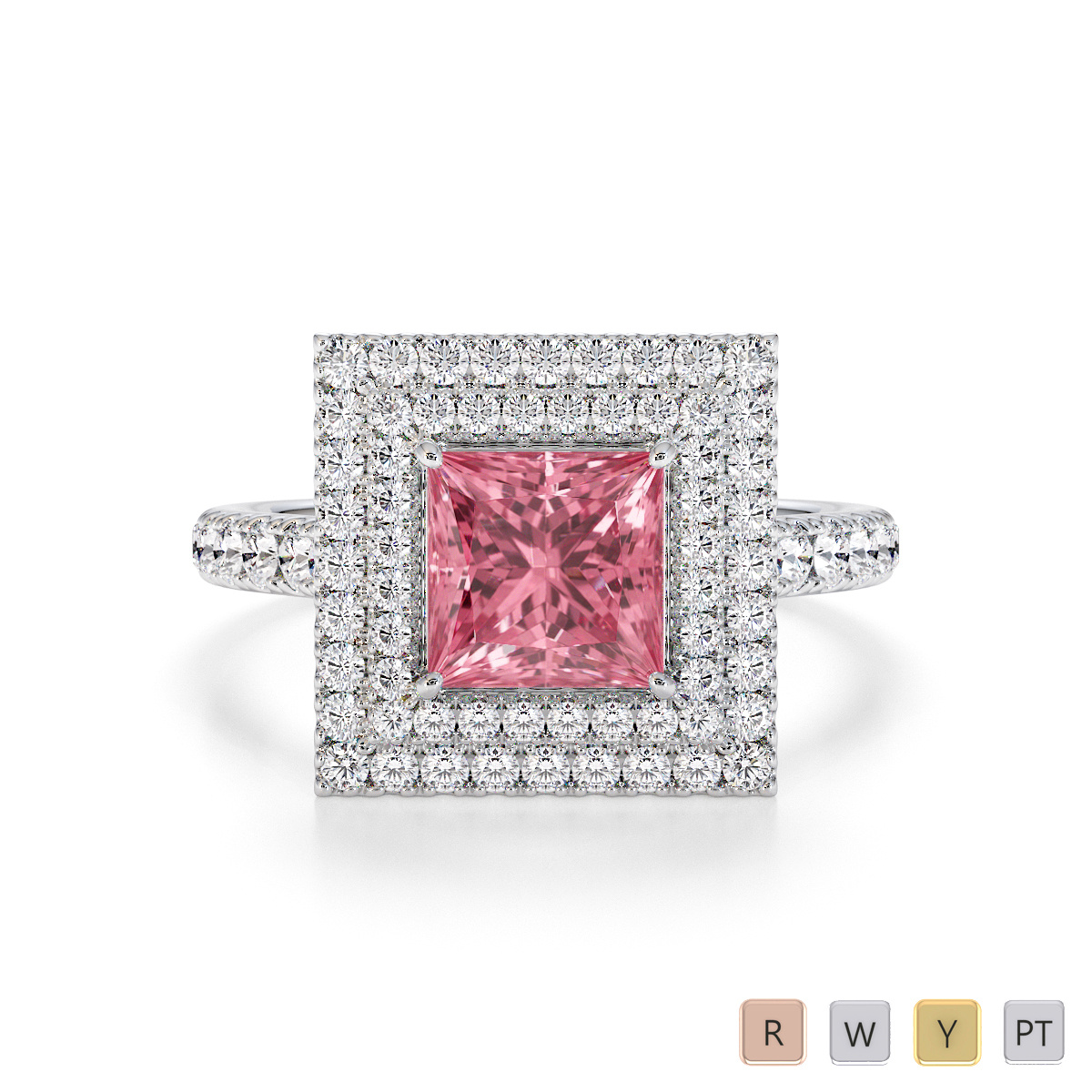 Prong Set Pink Tourmaline and Diamond Engagement Ring 0770