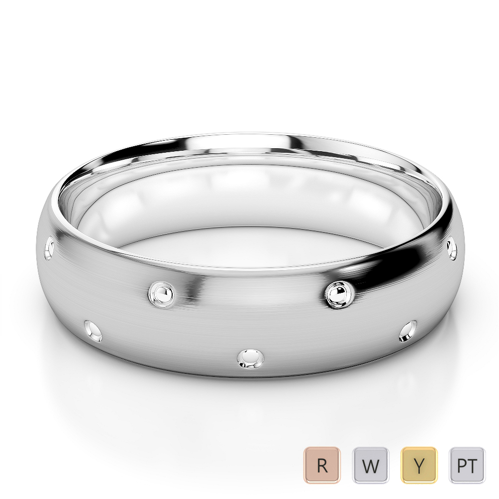 5 MM Comfort Fit Mens Plain Wedding Ring in Gold / Platinum ATZR-0173