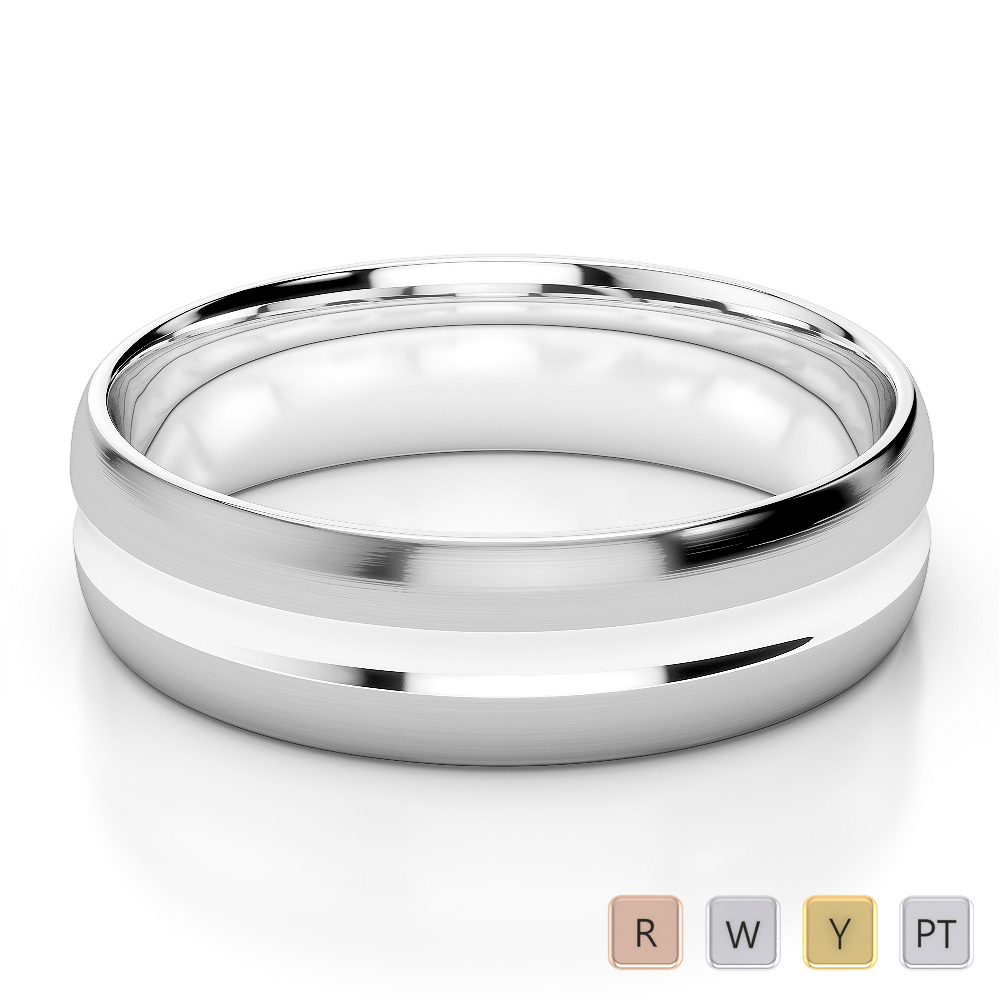 5 MM Comfort Fit Mens Plain Wedding Ring in Gold / Platinum ATZR-0178