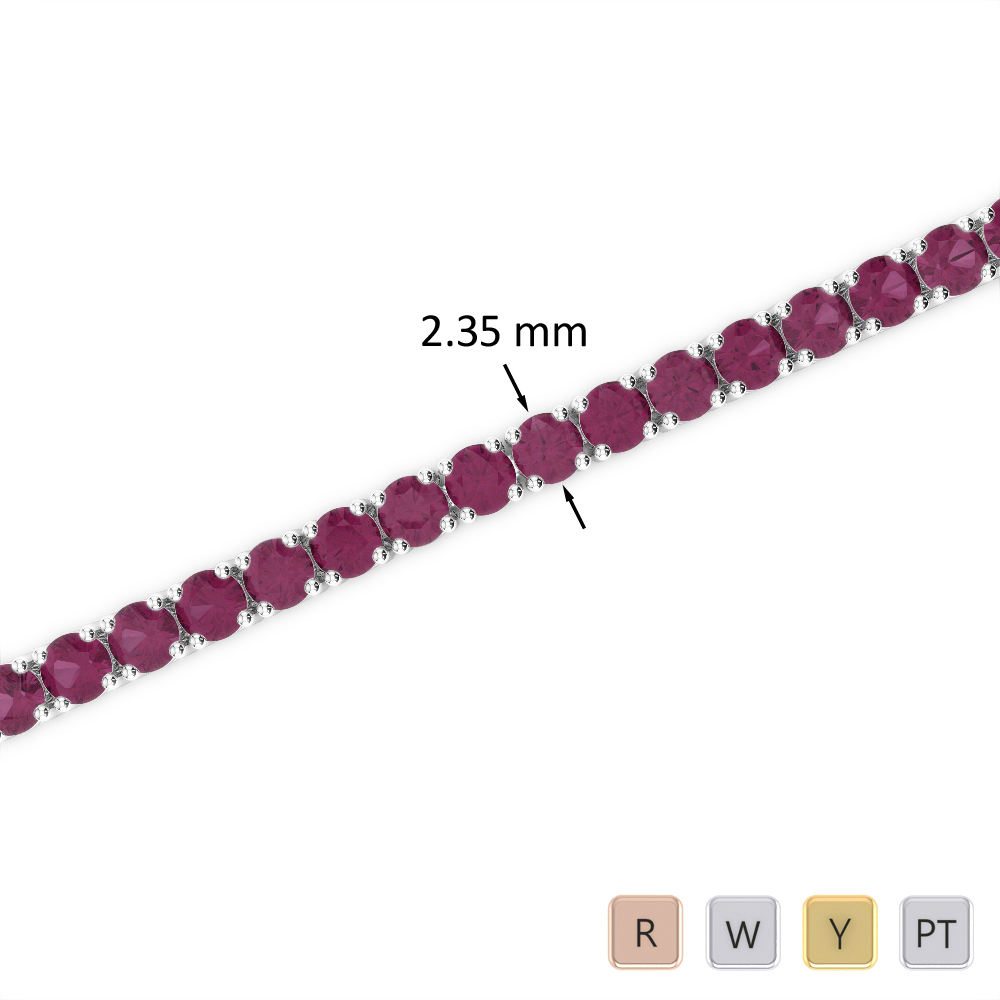 Round Cut Ruby Bracelet in Gold / Platinum ATZBR-0711