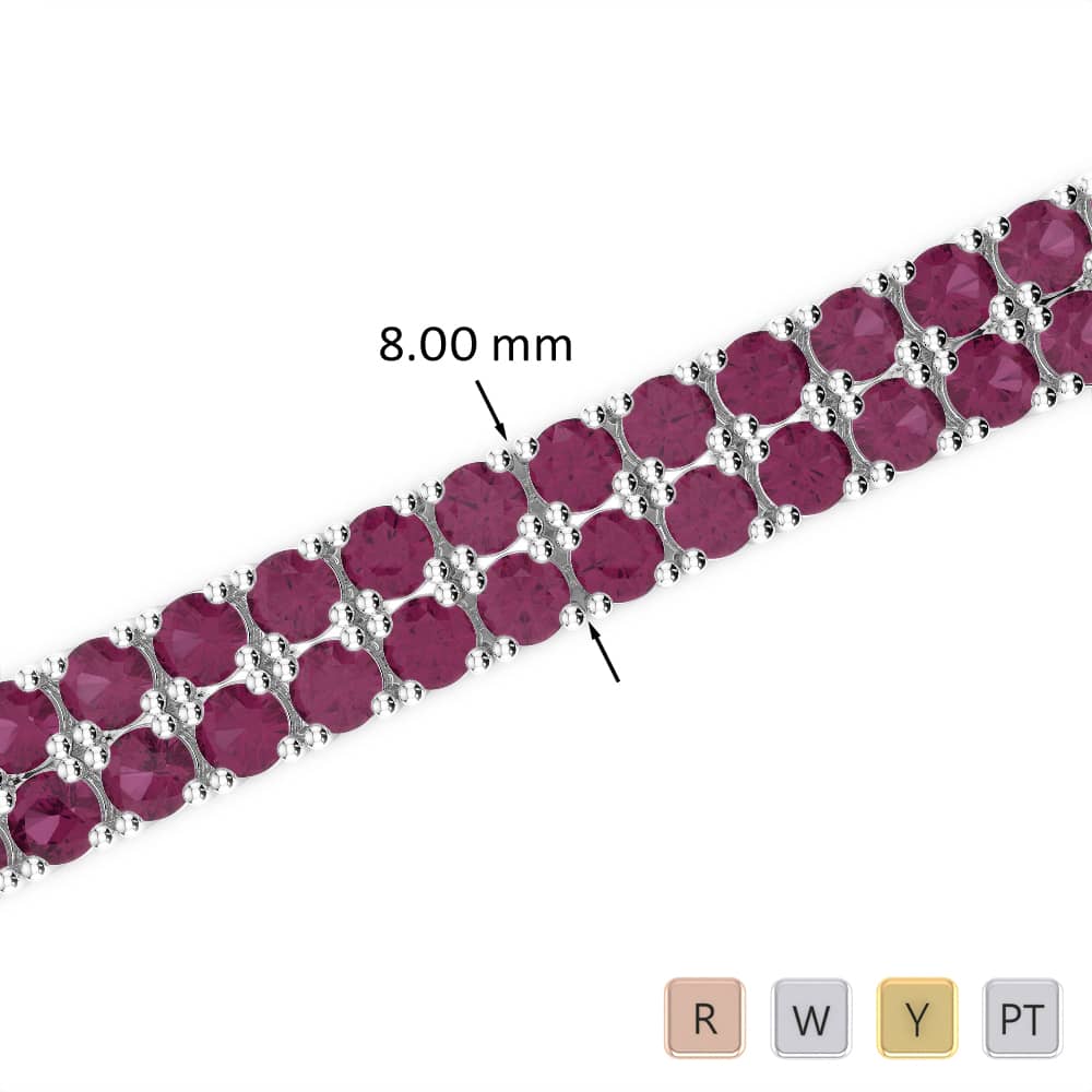 Round Cut Ruby Bracelet in Gold / Platinum ATZBR-0745