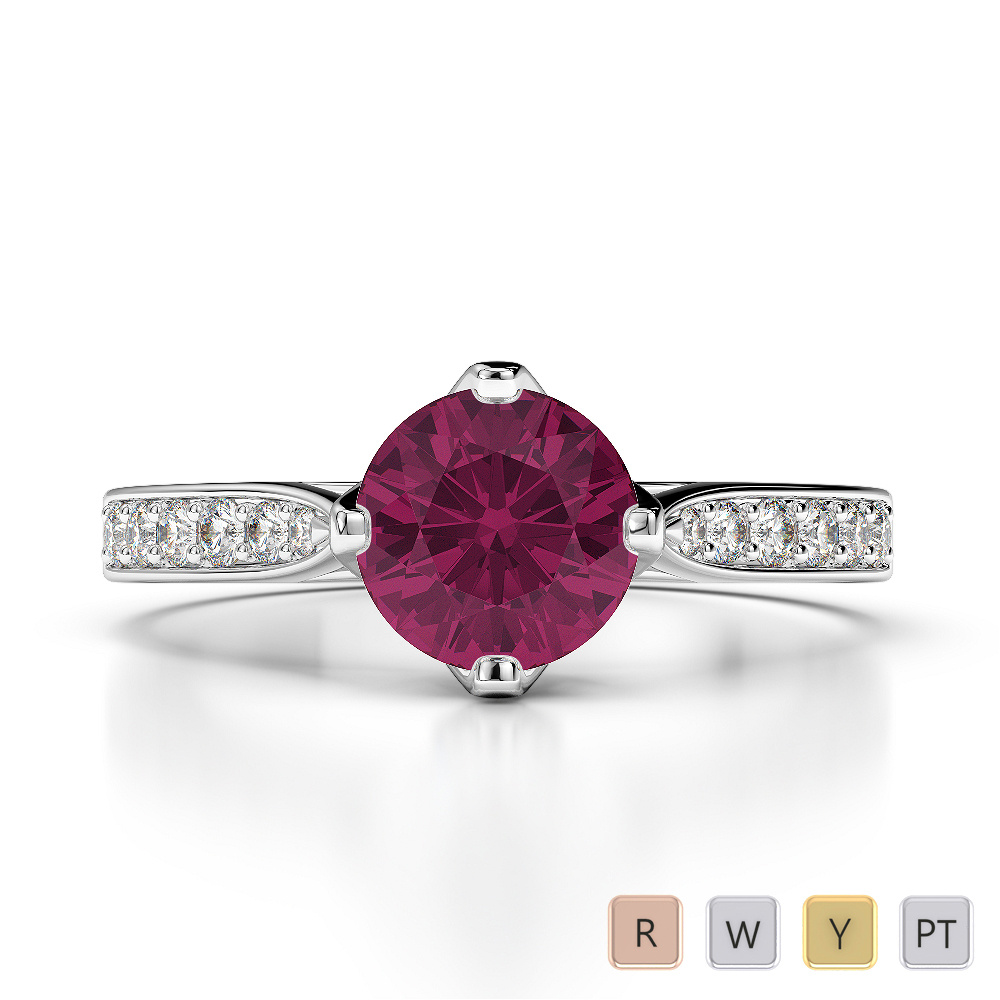 Claw Set Ruby Engagement Ring With Diamond 0202