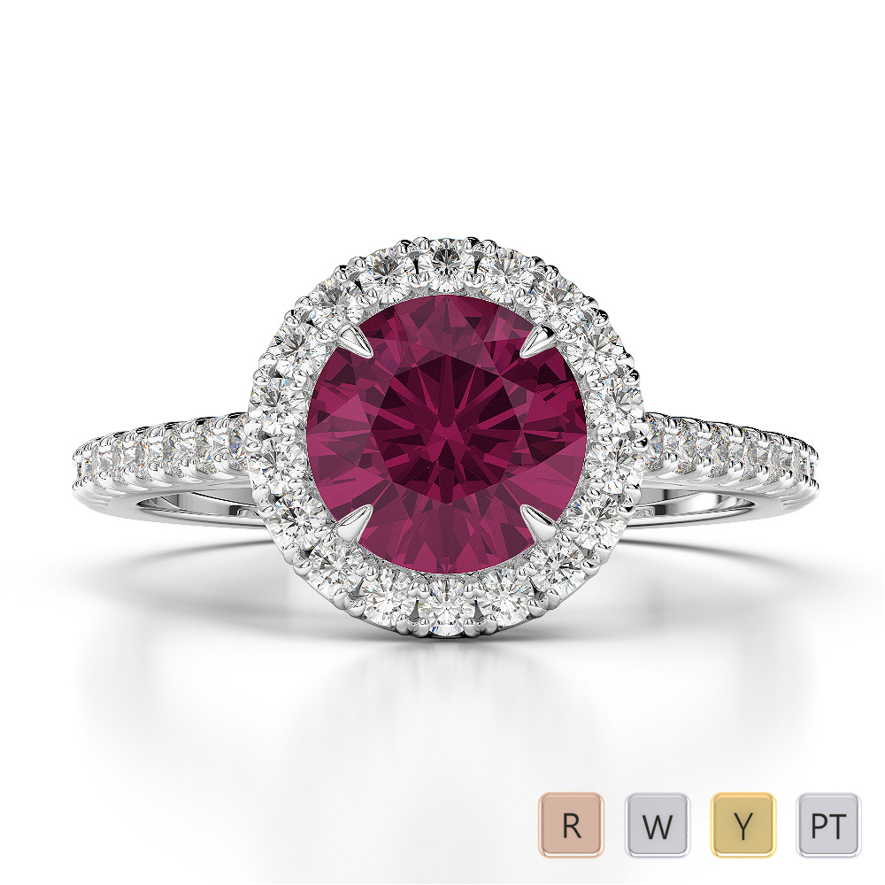 Prong Set Ruby Engagement Ring With Diamond 0213