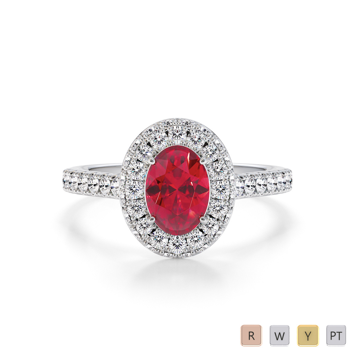 Oval Shape Ruby and Diamond Engagement Ring 0777