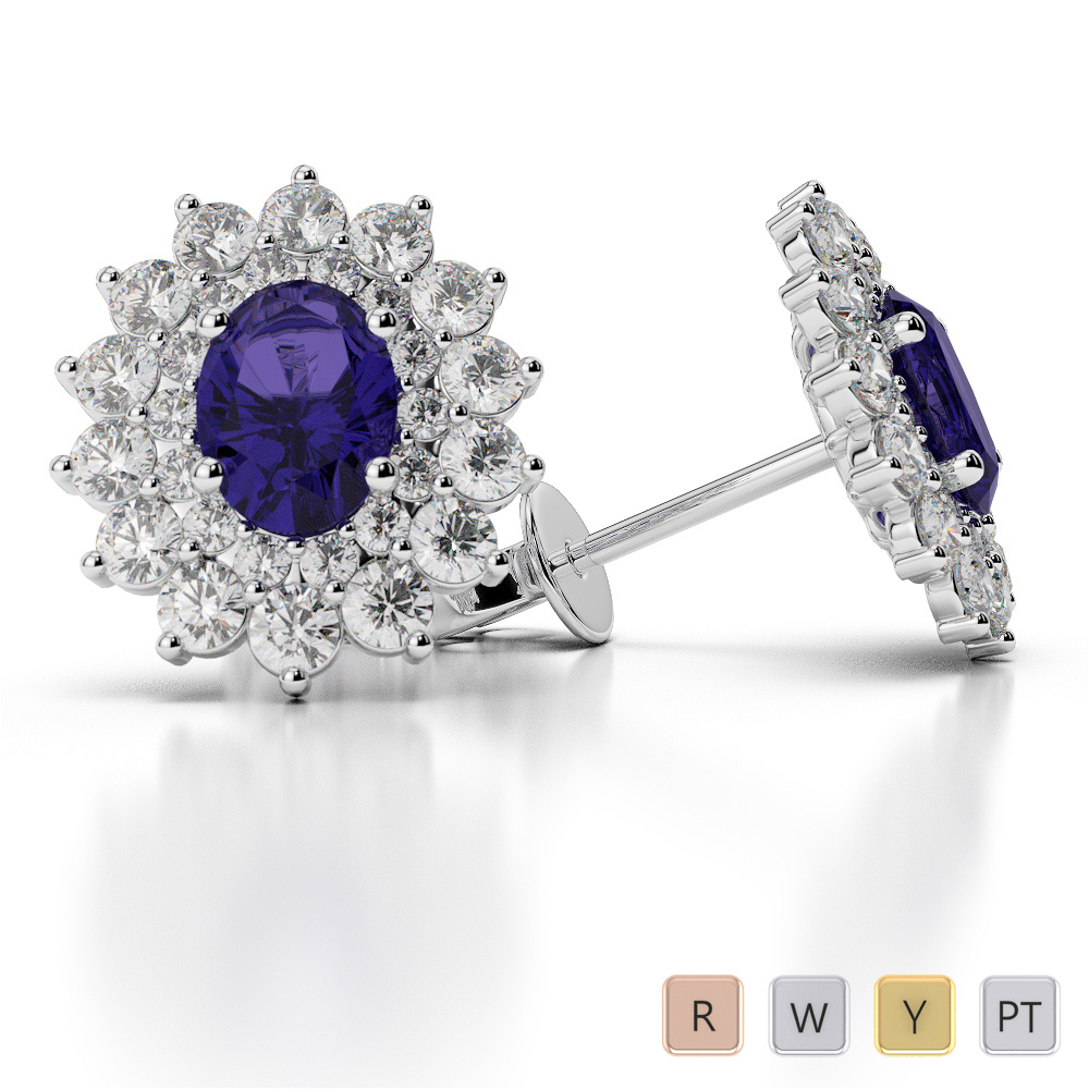 Tanzanite Earrings With Round Cut Diamond 0478