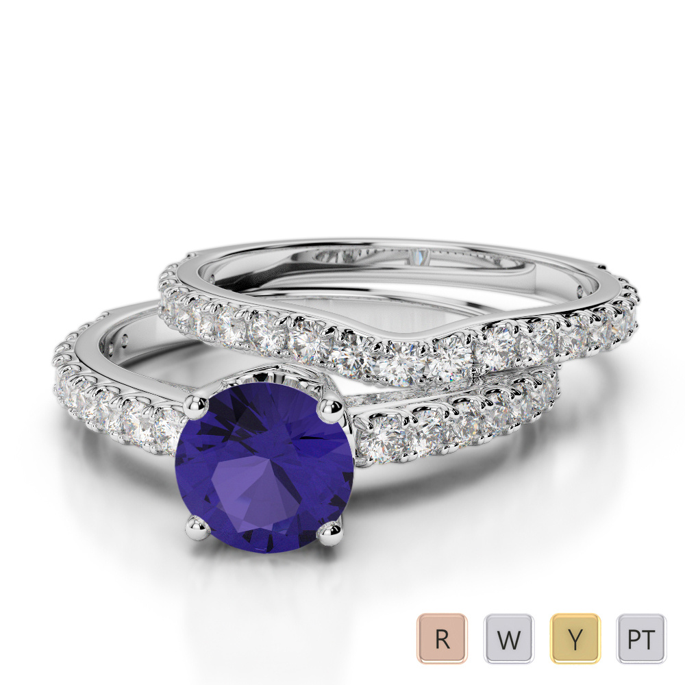 Scallop Set Tanzanite Bridal Set Ring With Diamond 0351