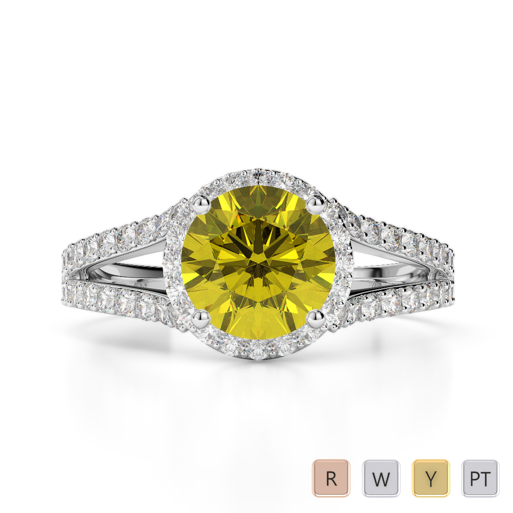 Prong Set Yellow Sapphire and Diamond Engagement Ring in Gold / Platinum ATZR-0218