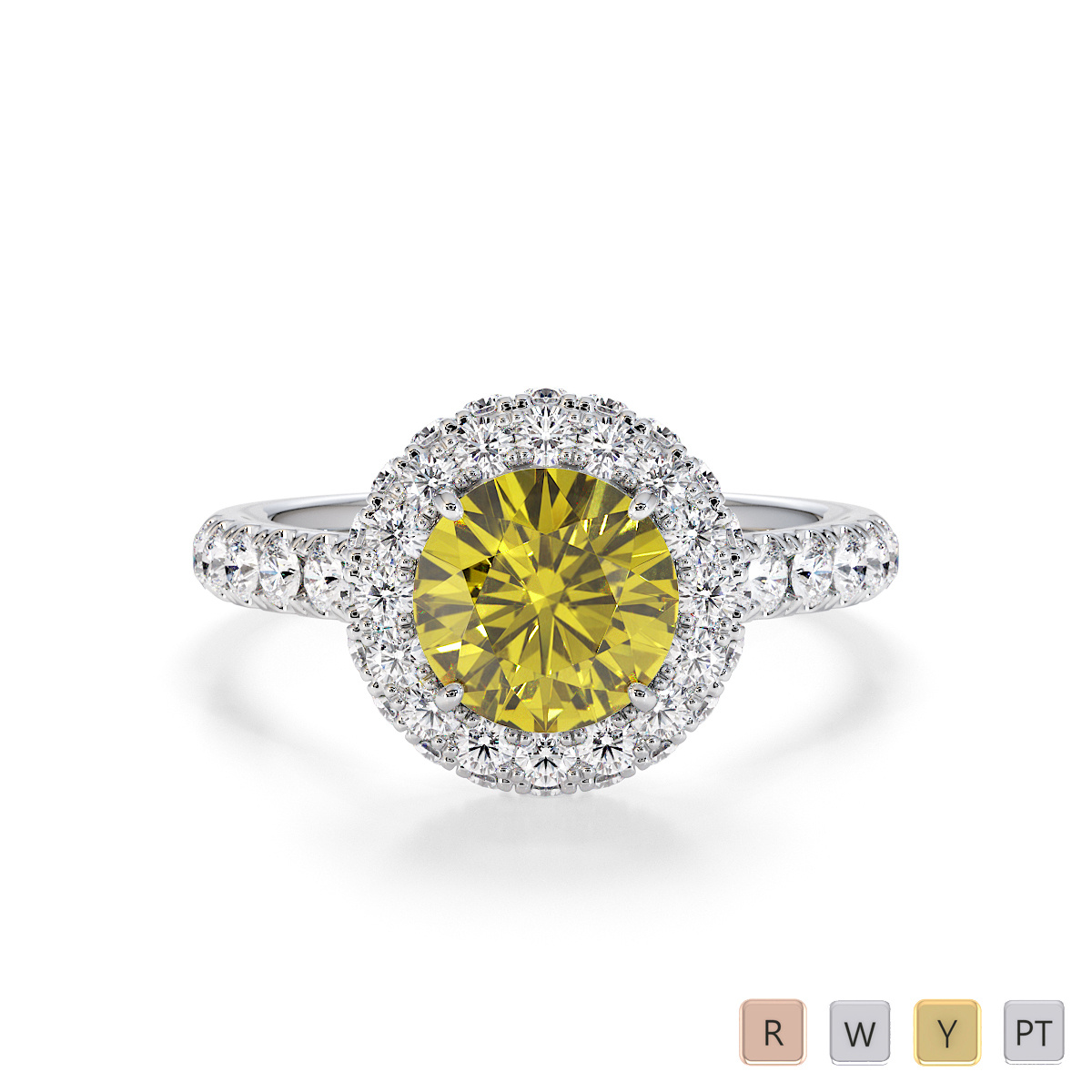 4 Prong Set Yellow Sapphire and Diamond Engagement Ring 0773