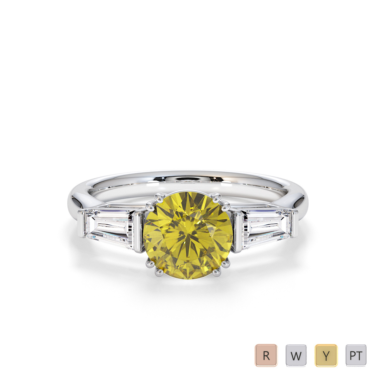 Yellow Sapphire and Diamond Engagement Ring 0781