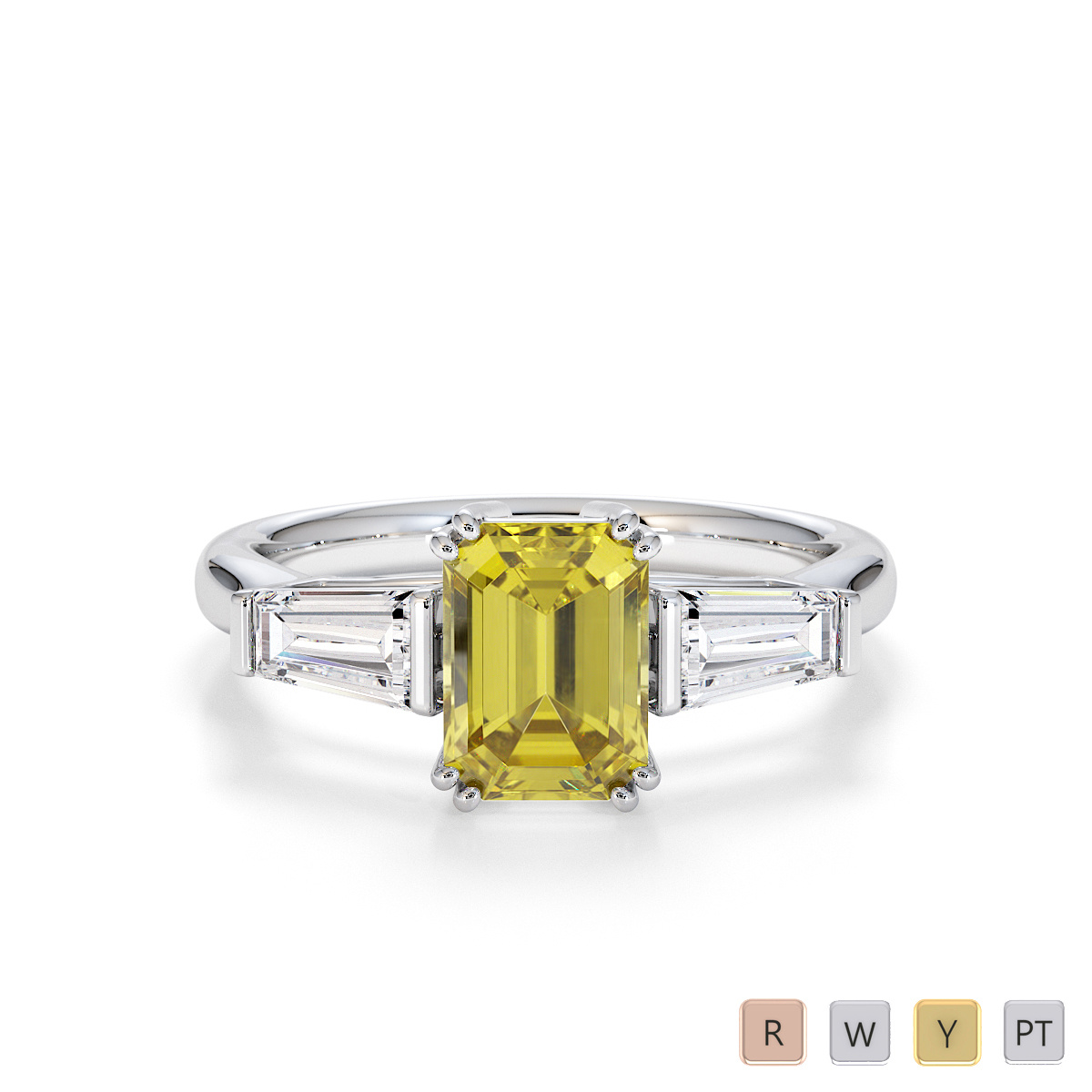 Prong Set Yellow Sapphire and Diamond Engagement Ring 0786