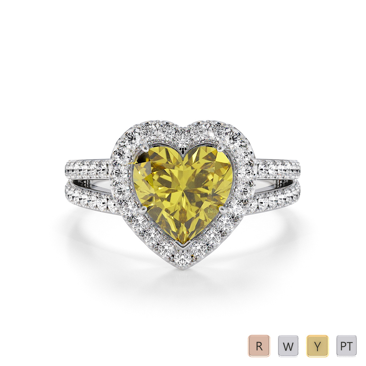 Yellow Sapphire and Diamond Engagement Ring 0795