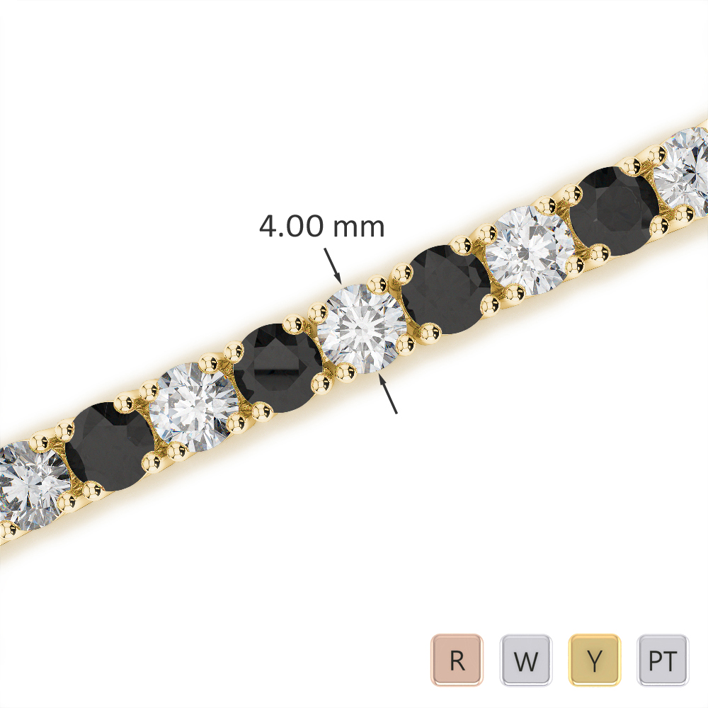 Round Cut Black Diamond Bracelet in Gold / Platinum ATZBR-0717