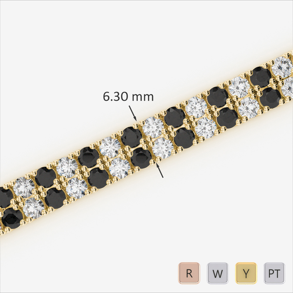 Double Row Pave Set Black Diamond Bracelet 0743