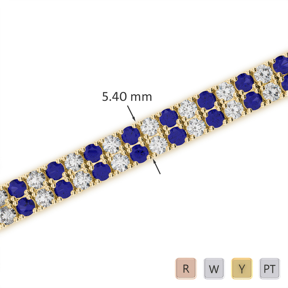 Round Cut Blue Sapphire & Diamond Bracelet 0741