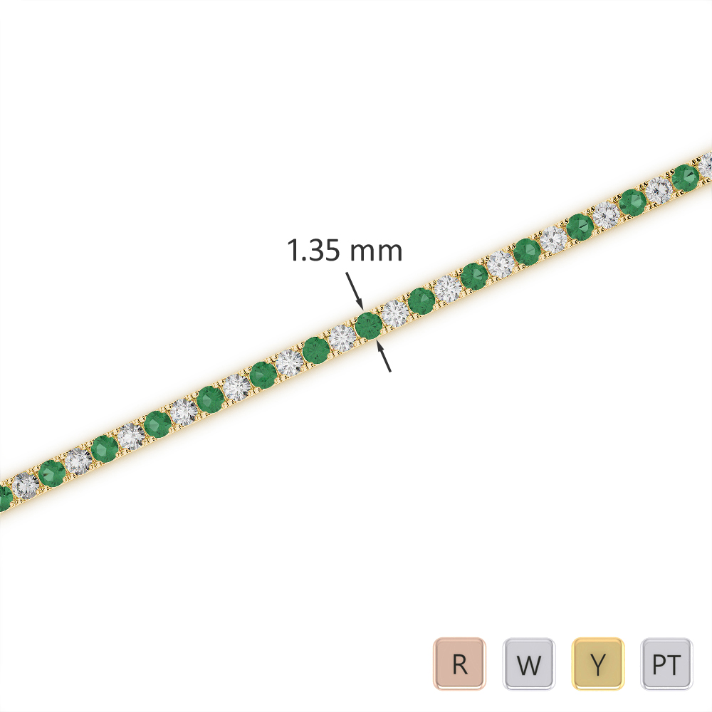 Prong Set Diamond and Emerald Bracelet in Gold / Platinum ATZBR-0718