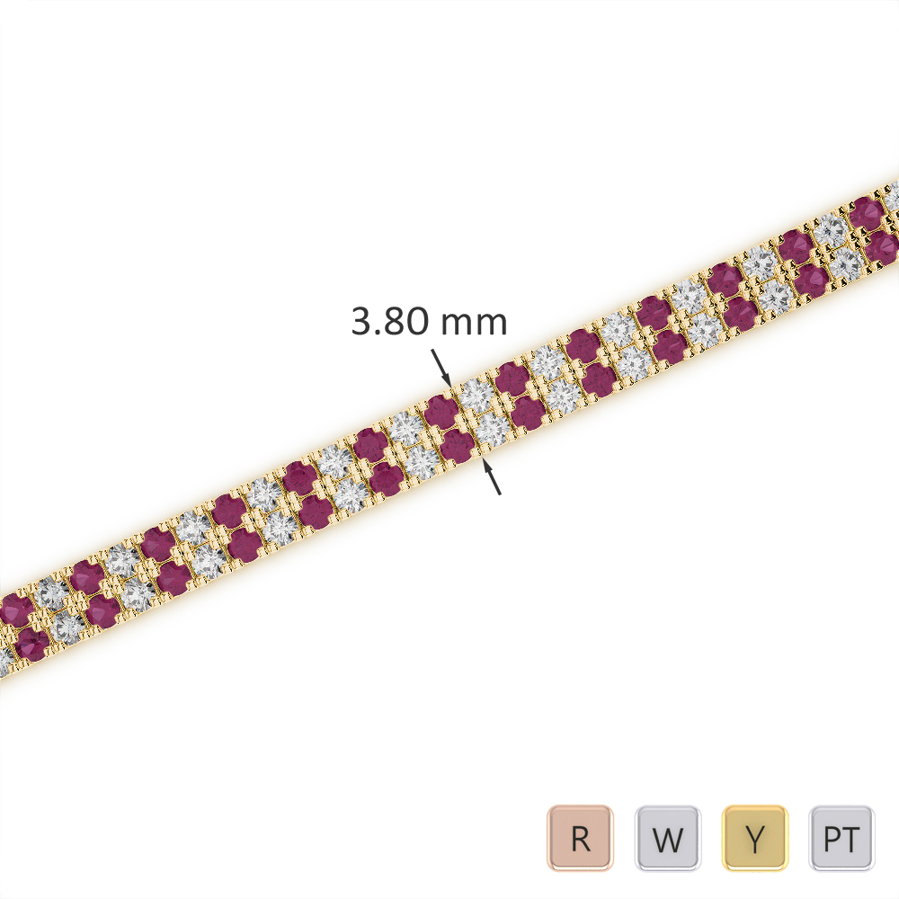 Pave Set Ruby & Diamond Bracelet in Gold / Platinum ATZBR-0748