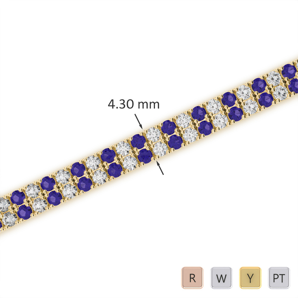 Double Row Round Cut Diamond & Tanzanite Bracelet 0738