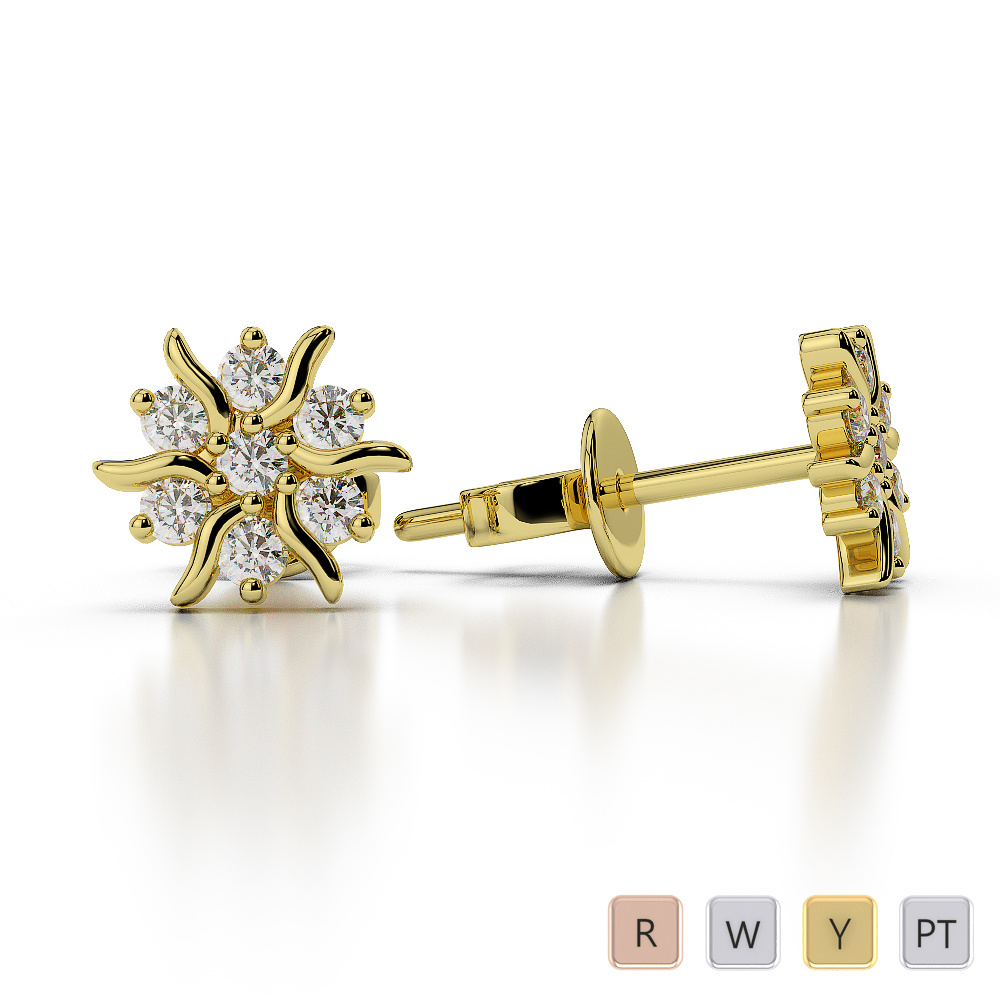 7 Stone Prong Set Diamond Cluster Earrings 0458