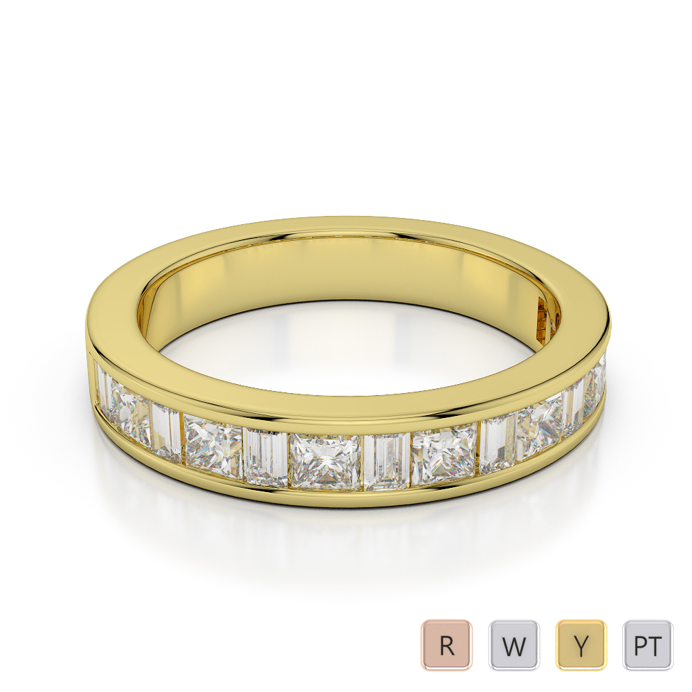 4 MM Princess and Baguette Cut Diamond Half Eternity Ring 0421