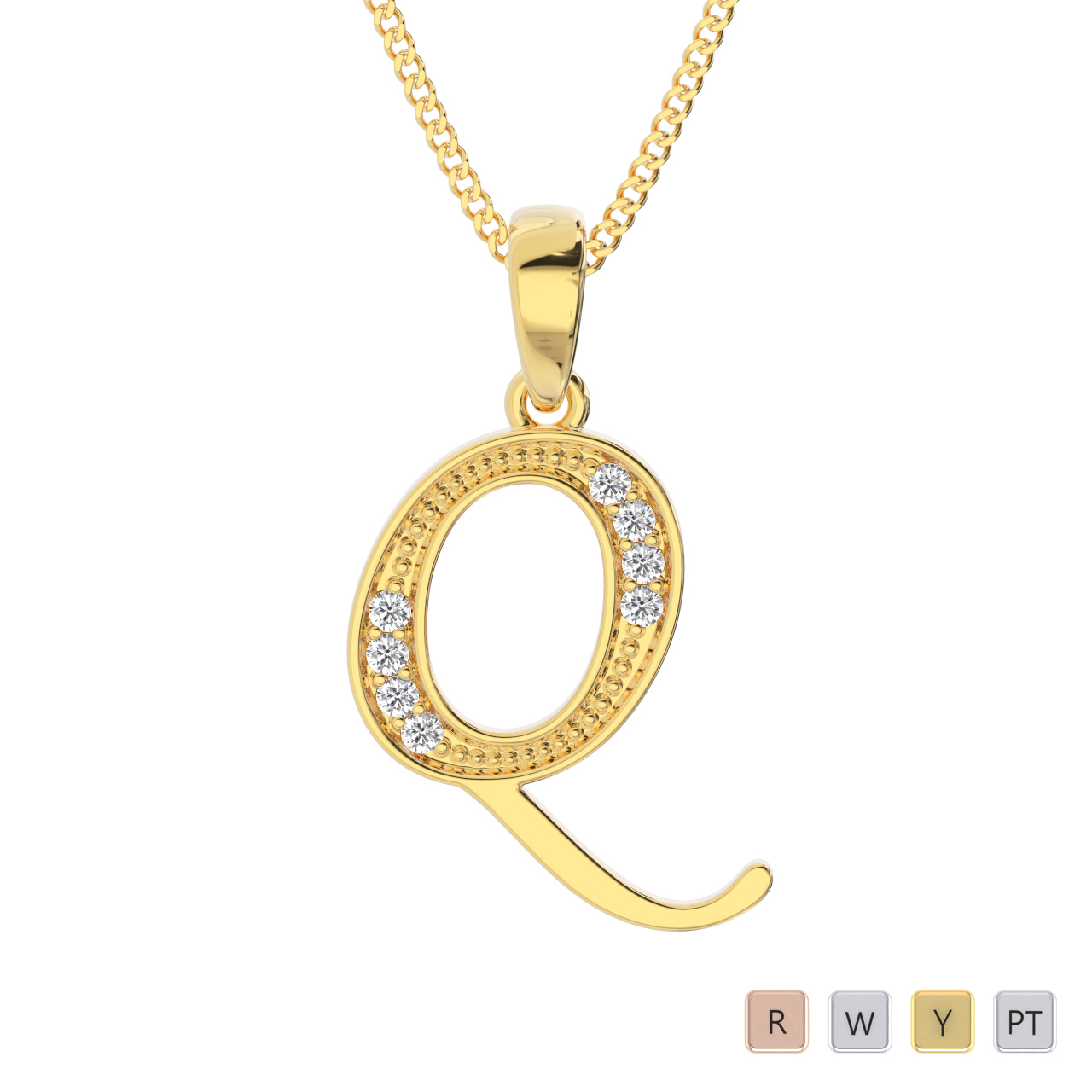Diamond Initial Necklaces in Gold / Platinum ATZNK-0598