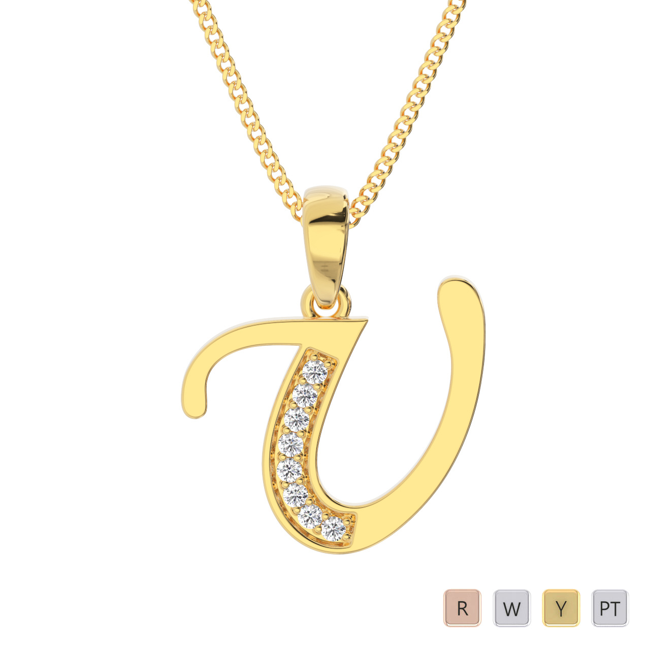 Diamond Initial Necklaces 0602