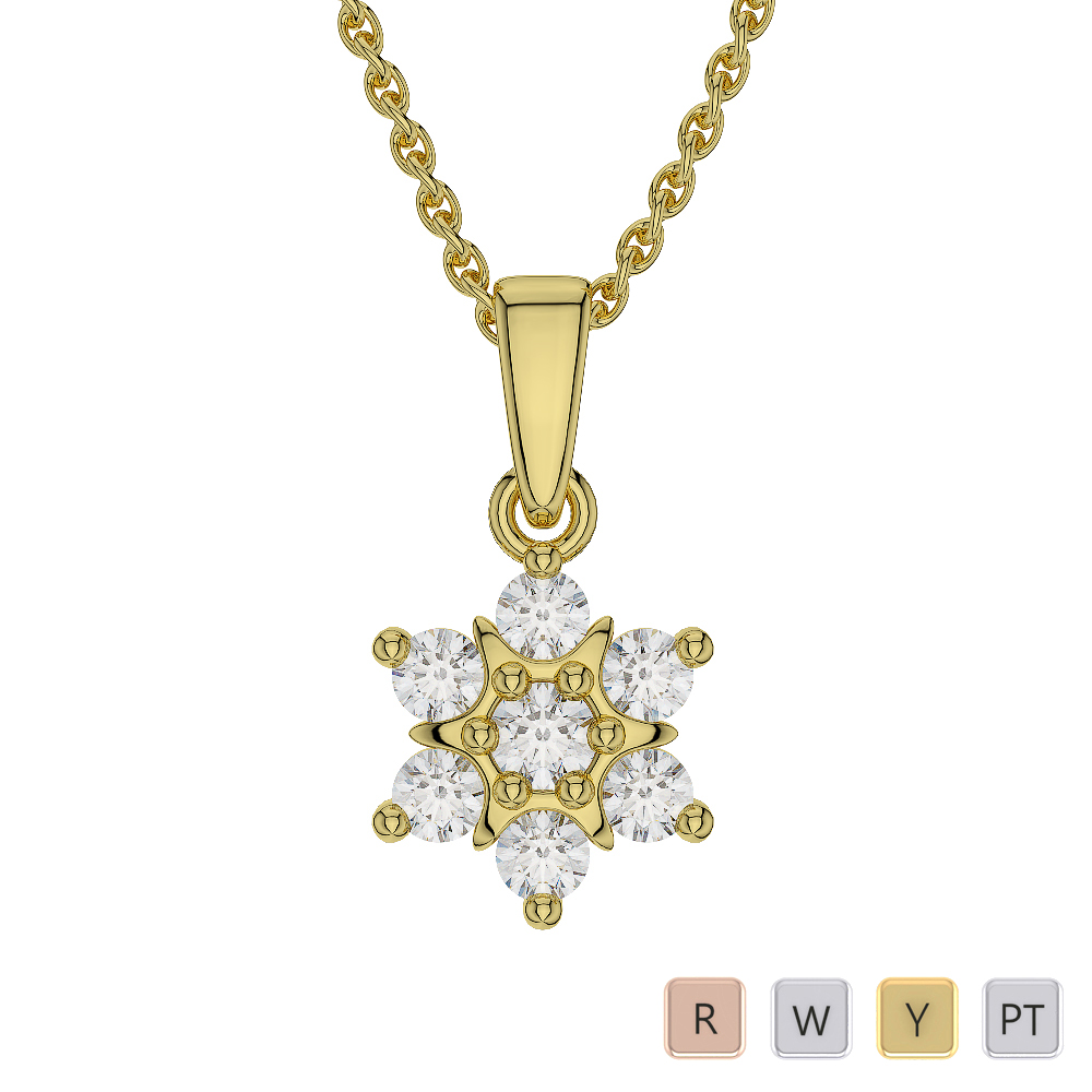 7 Stones Prong Set Cluster Diamond Necklaces in Gold / Platinum ATZNK-0556
