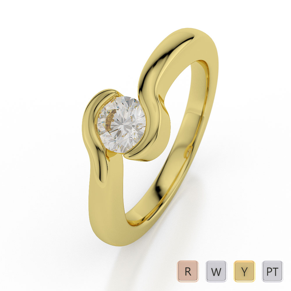 Tension Set Solitaire Ring With Diamond in Gold / Platinum ATZR-0014