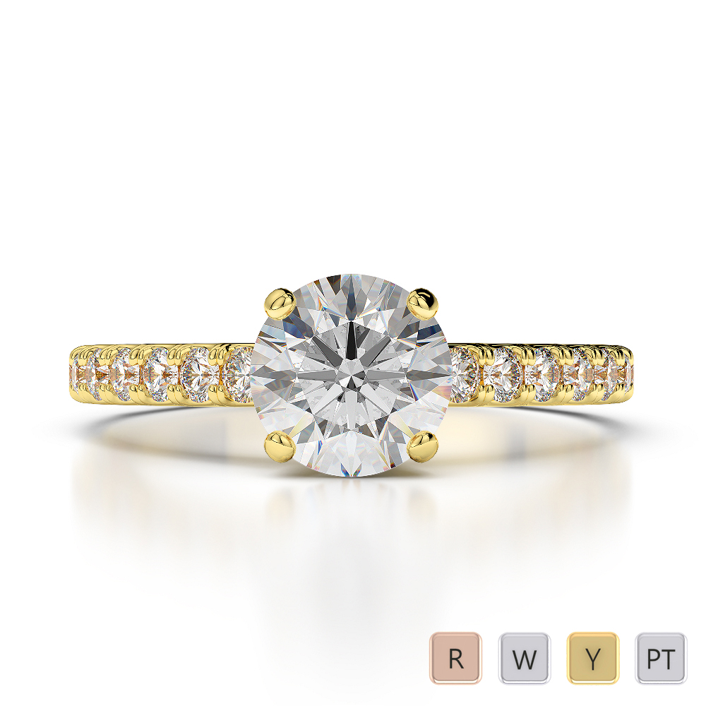 Round Cut Diamond Engagement Ring in Gold / Platinum ATZR-0199