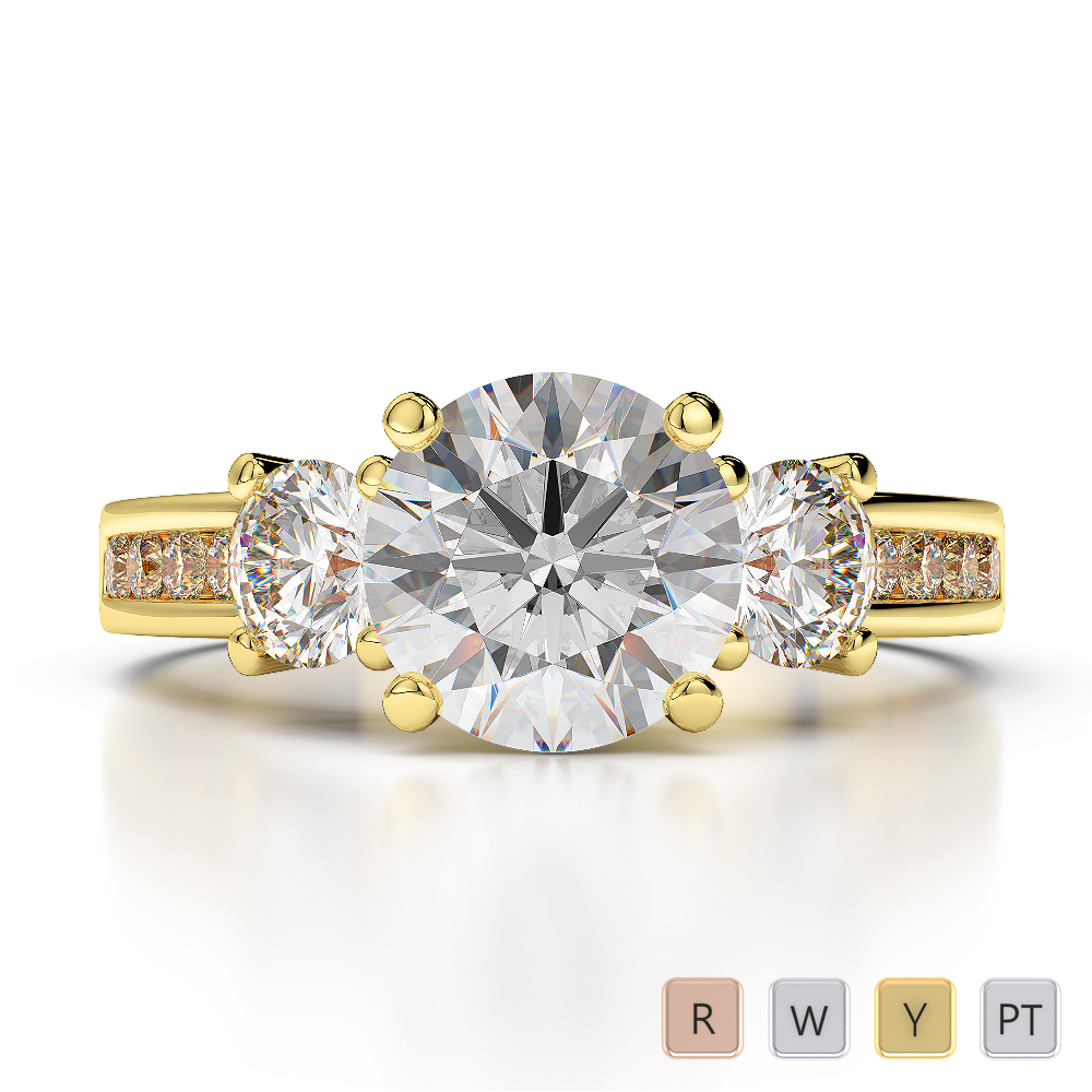 Round Cut Diamond Engagement Ring in Gold / Platinum ATZR-0216