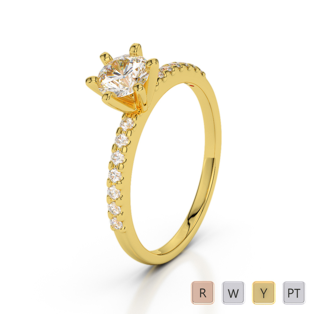 Six Claw Set Diamond Engagement Ring 0234