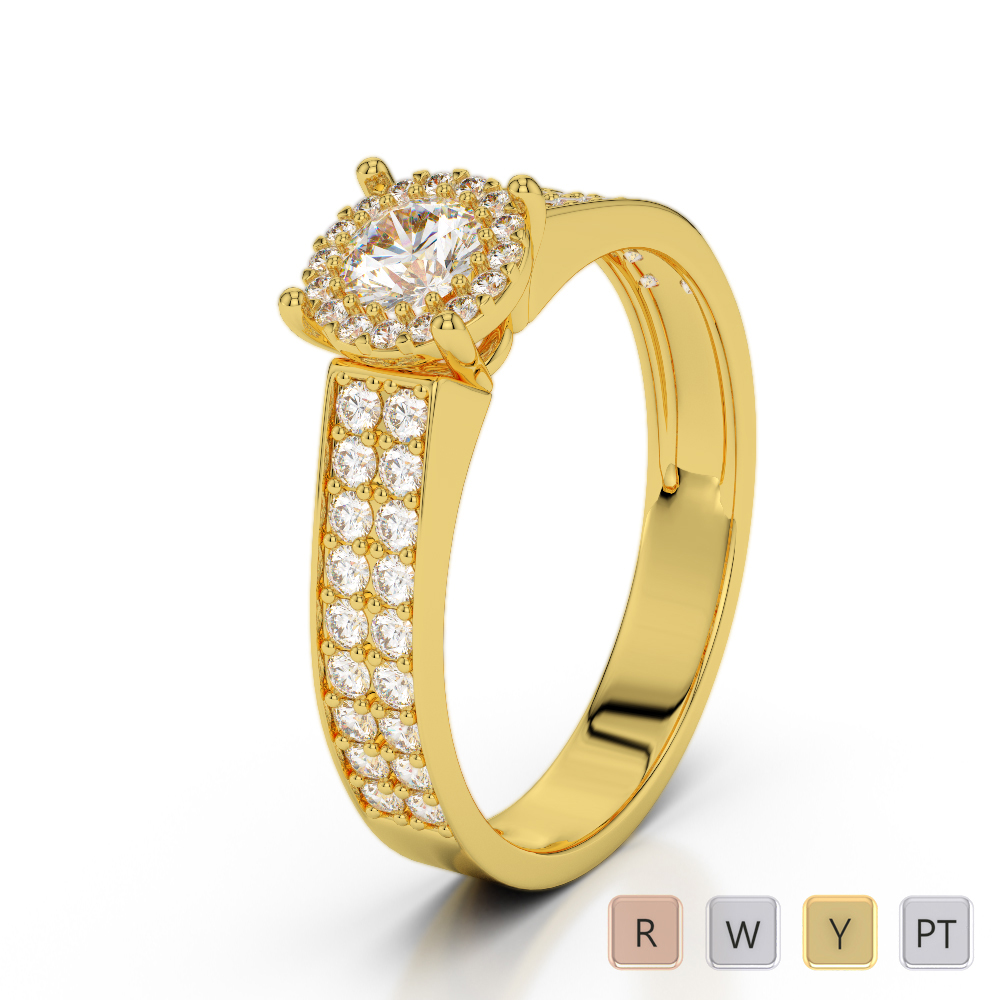 Round Cut Diamond Engagement Ring in Gold / Platinum ATZR-0253