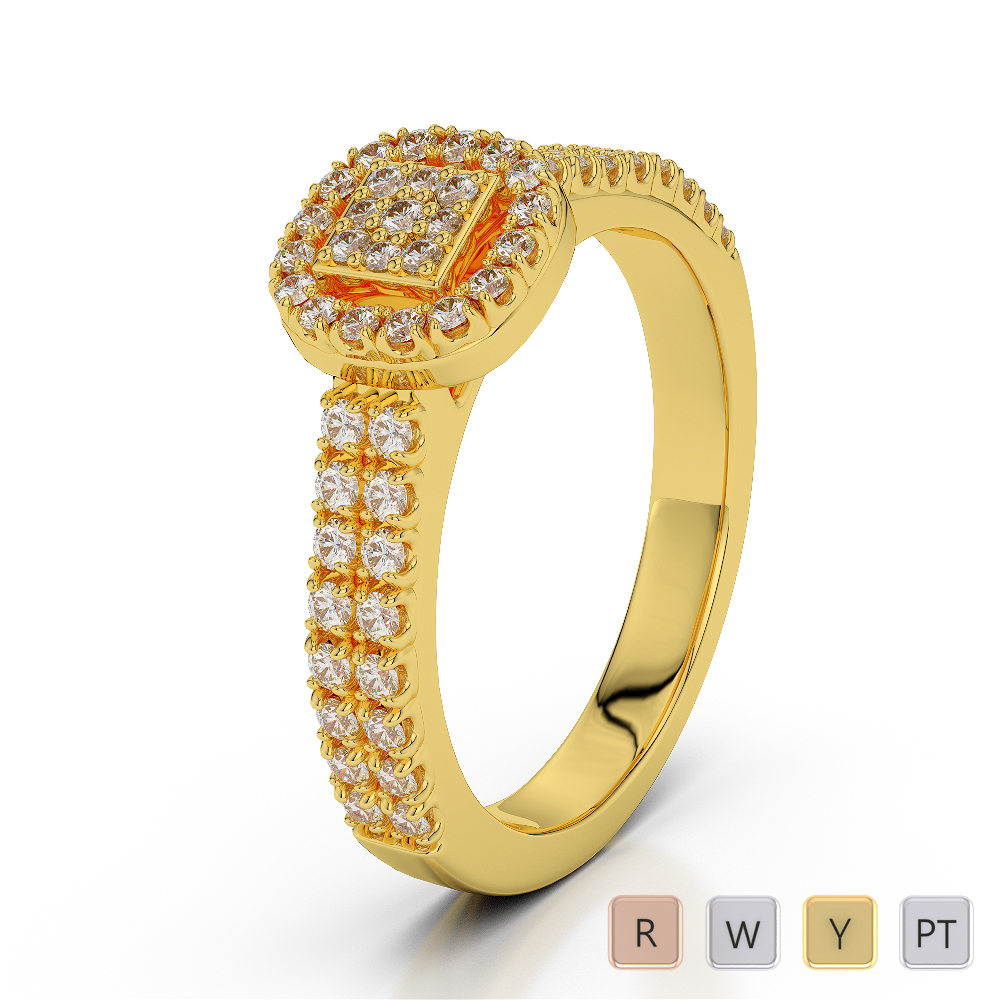 Pave Set Engagement Ring With Diamond in Gold / Platinum ATZR-0257