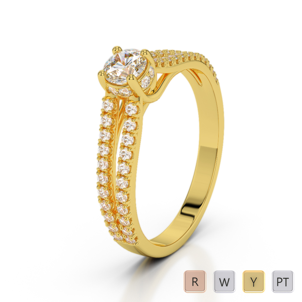 Round Cut Diamond Engagement Ring in Gold / Platinum ATZR-0275