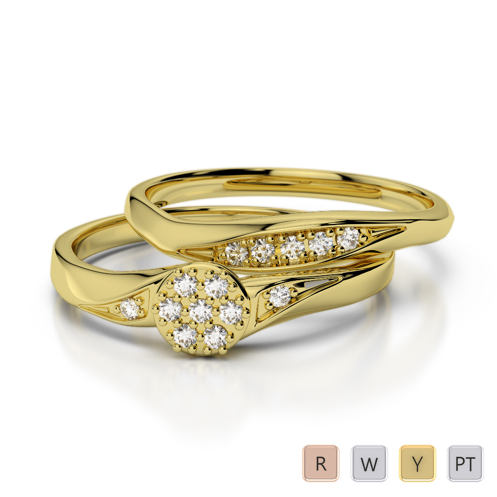 14 Stone Round Cut Diamond Bridal Set Ring 0296