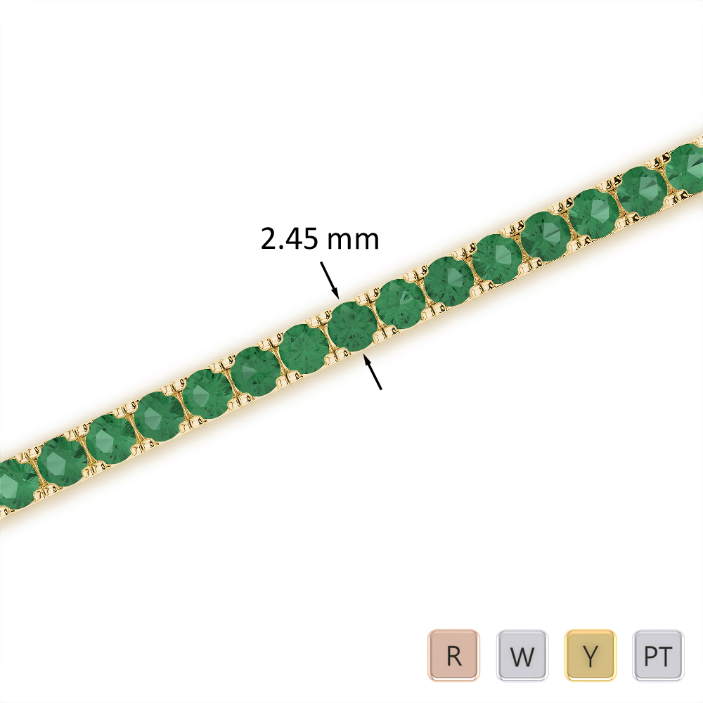 Round Cut Emerald Bracelet in Gold / Platinum ATZBR-0722