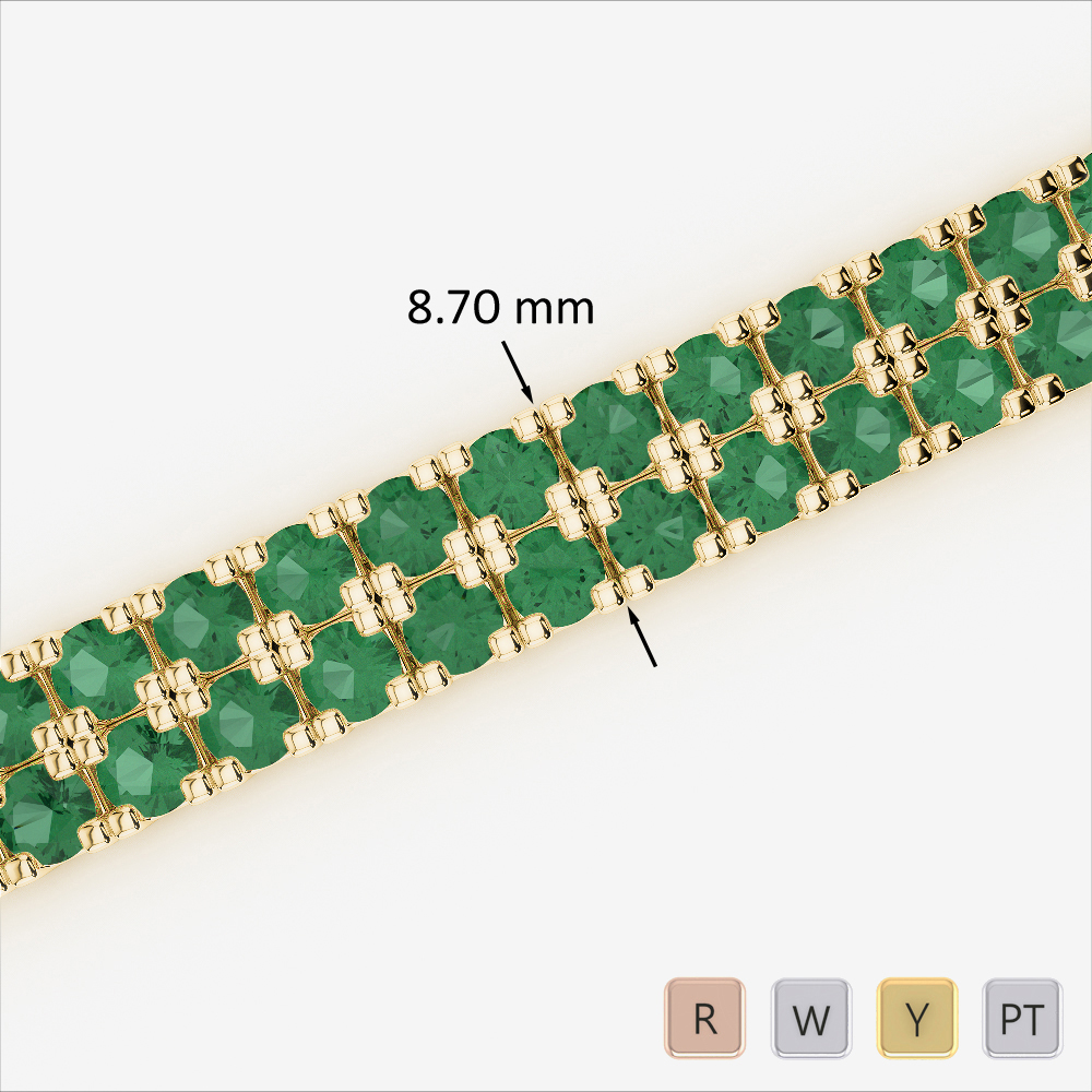 Round Cut Emerald Bracelet in Gold / Platinum ATZBR-0757