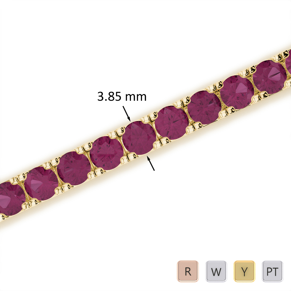 Round Cut Ruby Bracelet in Gold / Platinum ATZBR-0727