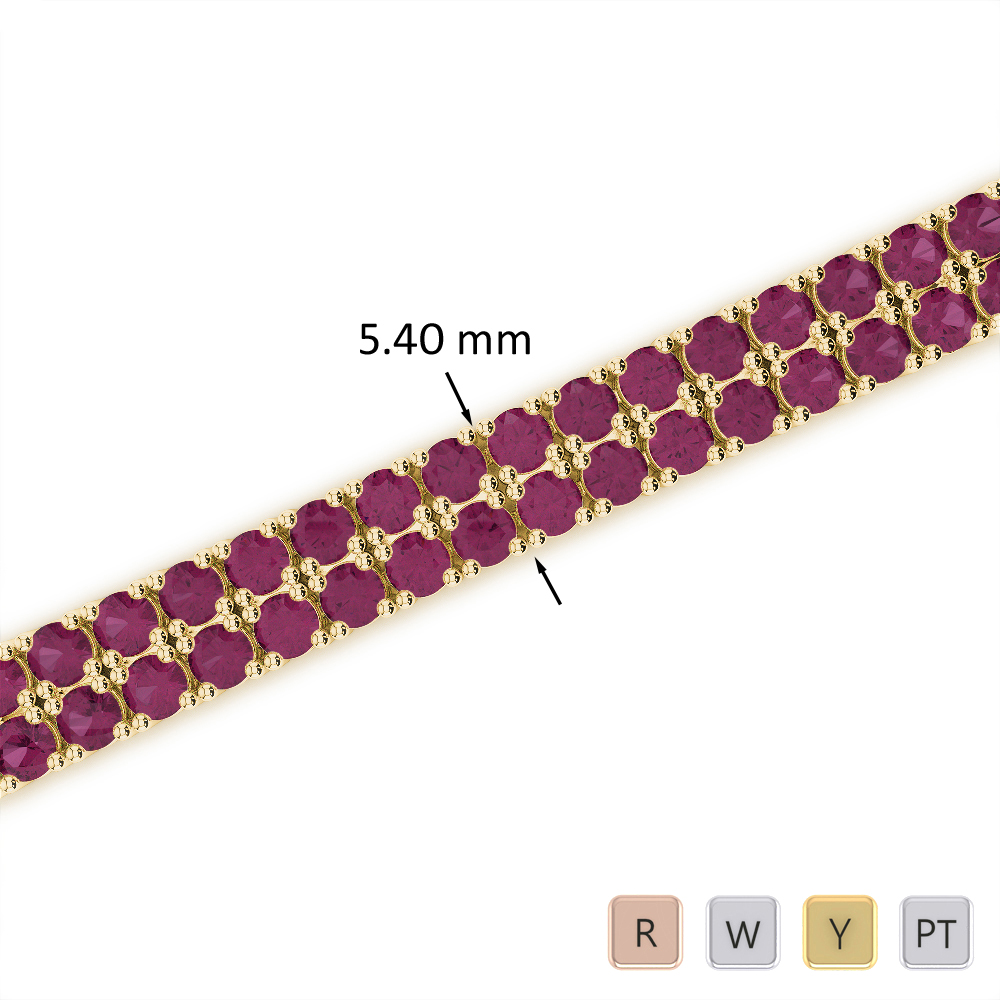 Round Cut Ruby Bracelet in Gold / Platinum ATZBR-0741