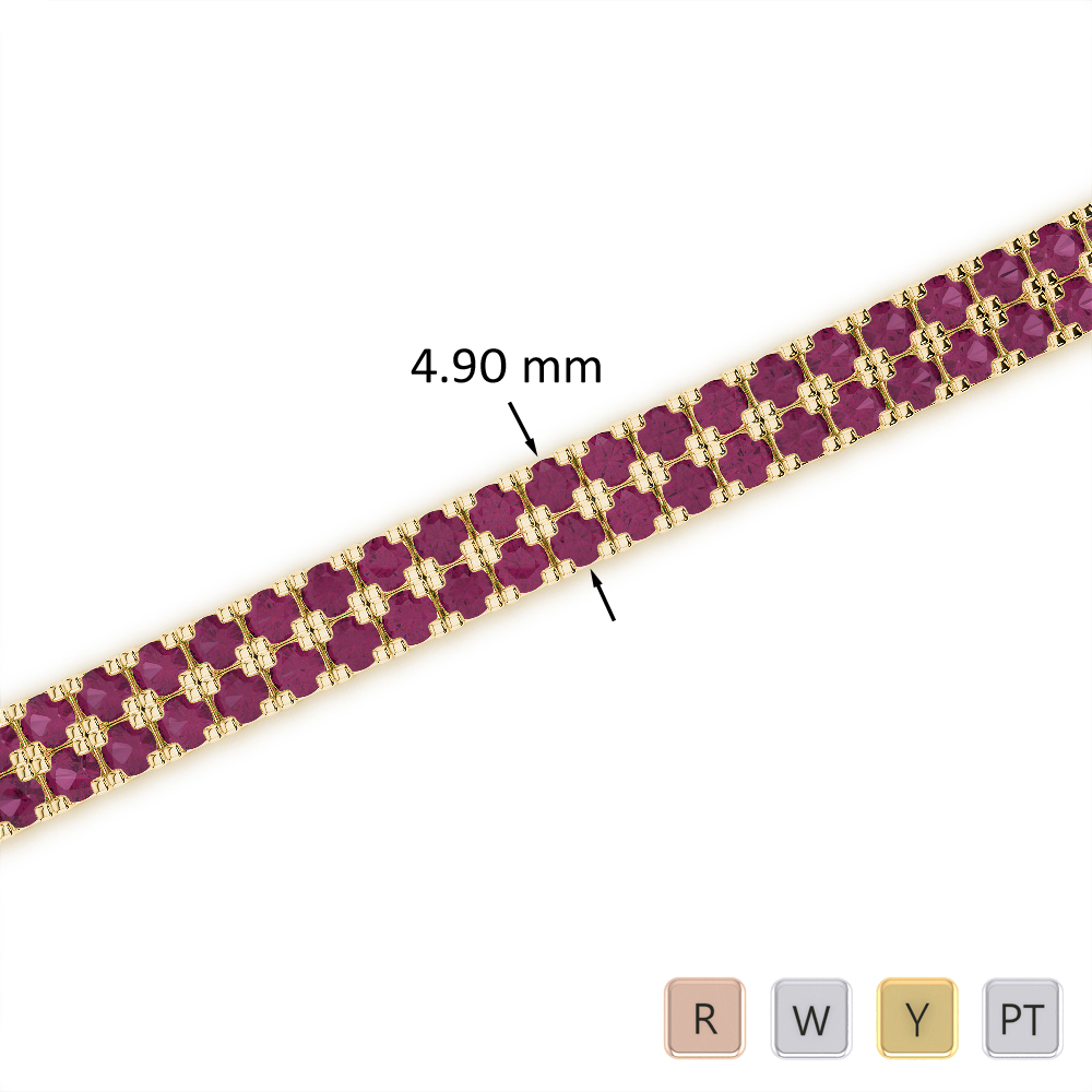 Round Cut Ruby Bracelet in Gold / Platinum ATZBR-0750