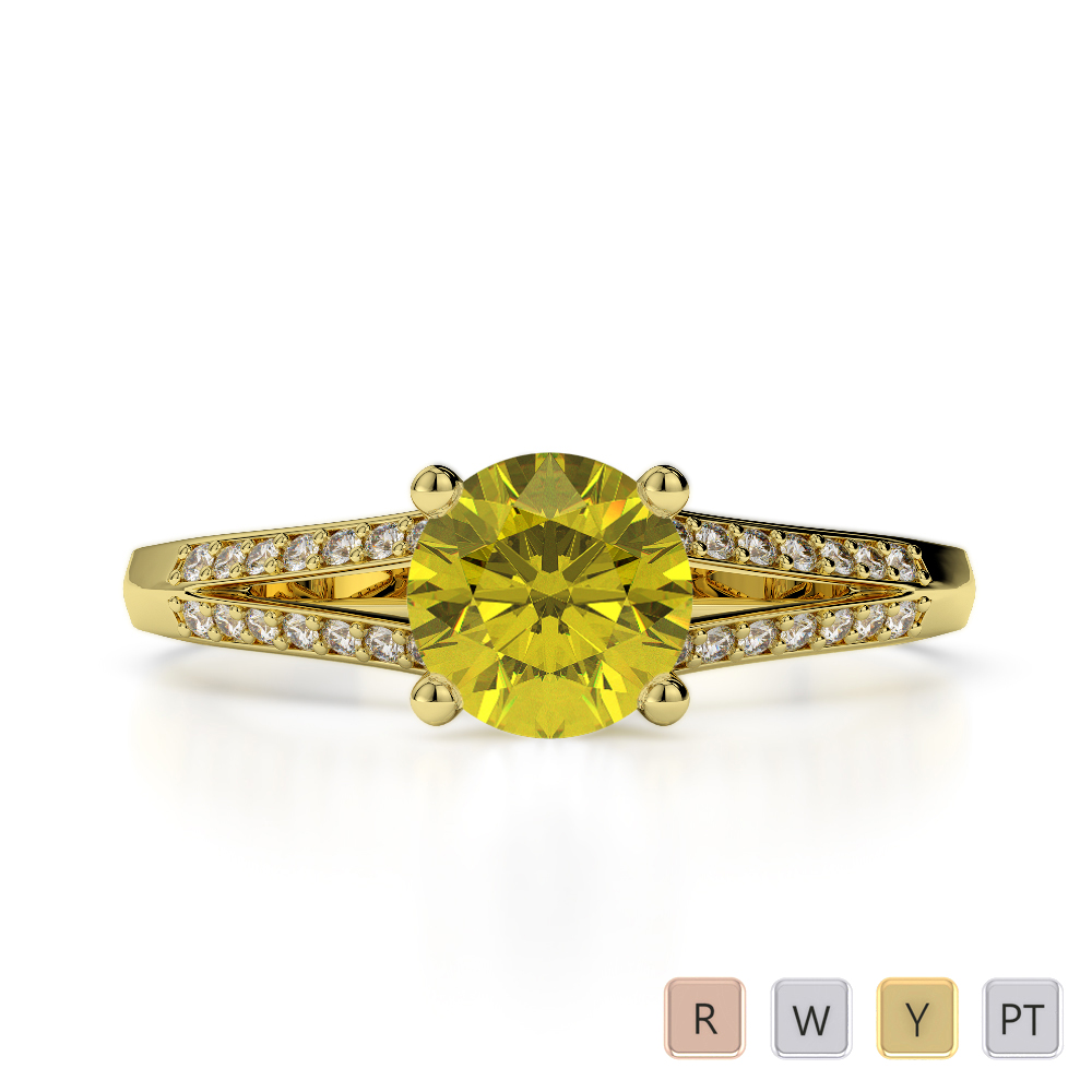 Prong Set Diamond and Yellow Sapphire Engagement Ring in Gold / Platinum ATZR-0276